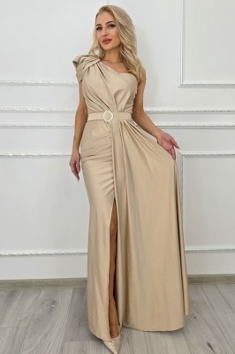 set 5 bucati Rochie de evenimente VelaNORA, cu falduri, AURIU, Marime S/M