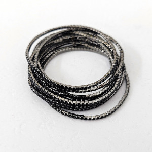 Set bratari elastice With Sparks, cu cristale artizanale, Negru/Argintiu 4