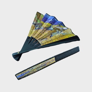 Set Summer, geanta mica pentru plaja, palarie si evantai, Recolta in lanul de grau, Van Gogh 1