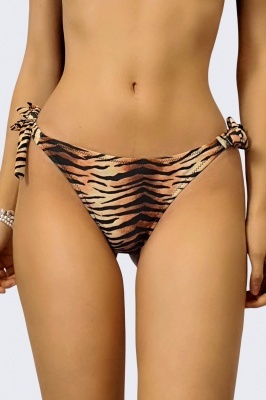 Slip de baie dama MOYA Roar, cu talie medie si croi reglabil, Zebra