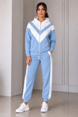 Trening jogger dama LECCE, cu fermoar si gluga, Baby Blue