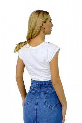 Tricou dama scurt Believe, alb