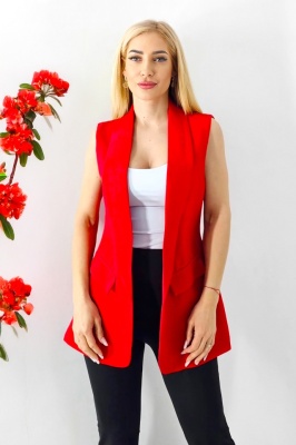 sacou rosu cambrat cu liniatura eleganta