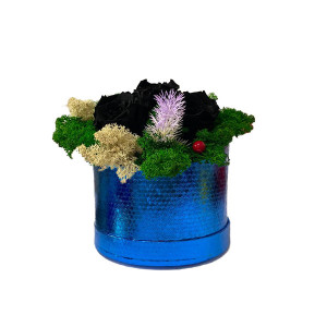 Aranjament Floral cu 3 trandafiri criogenati pe pat de licheni naturali stabilizati 5