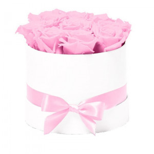 Aranjament floral Trandafiri parfumati de sapun, in cutie alba Luxury S