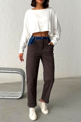 blugi fashion cu mix de culori denim maro