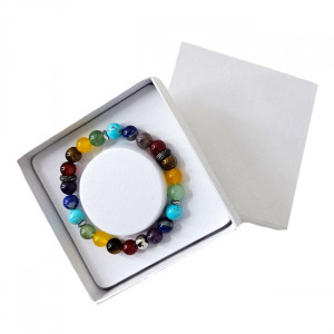 Bratara 10 Planets Tiger Eye, din pietre semipretioase in cutie cadou, semnificand planetele galaxiei 4
