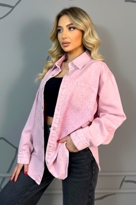 camasa denim fashion cu detalii stralucitoare aplicate