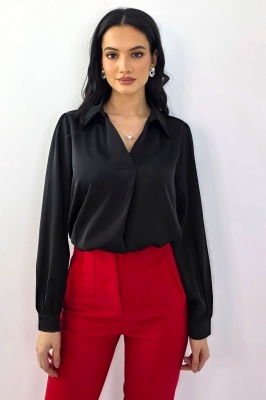 camasa negru cu aspect elegant pentru birou