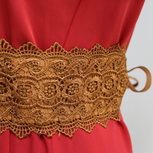 Centura corset Maya, in stil traditionat cu dantela, maro