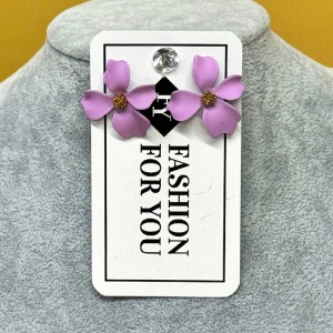 Cercei A Little Magic, cu design floral si prindere cu tija, Lila 1