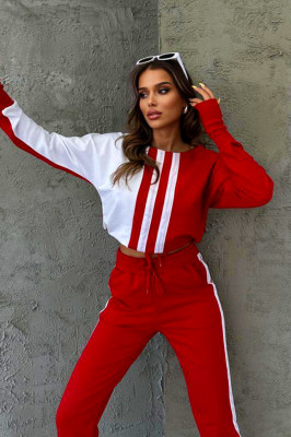 Compleu sport One Balance, bluza cu manseta tip manusa, snur in talie si pantaloni cu banda elastica, Rosu 1