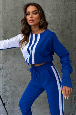 Compleu sport One Balance, bluza cu manseta tip manusa, snur in talie si pantaloni cu banda elastica, Albastru 2
