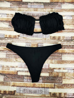 Costum de baie Cuba, cu trei piese, negru