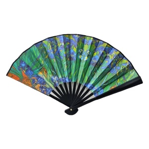 Evantai model japonez, pliabil, imprimat pe ambele parti, Iriși, Van Gogh 2