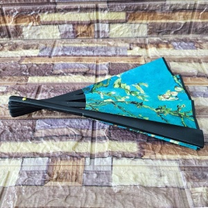 Evantai model japonez, pliabil imprimat pe ambele parti, Ramuri de migdal inflorit, Van Gogh 1
