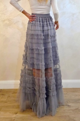 fusta tull stratificat stil bohemian gri