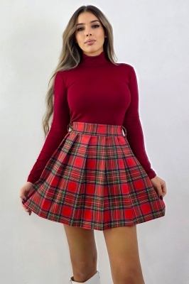 fustă elegantă roșie cu rejansă elastică