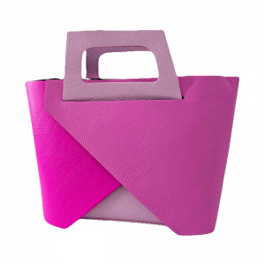 Geanta dama din piele naturala texturata Chest, cu borseta detasabila, Fucsia 5