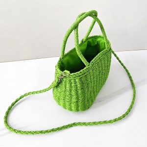 Geanta de plaja RATTAN, cu husa si lant detasabil, Verde deschis 1