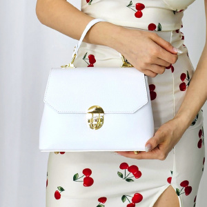 Geanta eleganta, Glamour Style, din piele naturala, business si curea detasabila, Alb  1