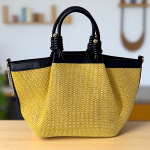 Geanta plaja tip shopper, LiLo, cu bareta detasabila si capsa magnetica, Negru