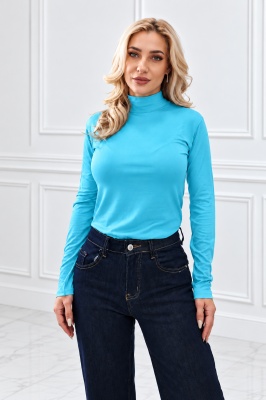 Maleta dama Lady Liza uni, cu guler inalt si maneci lungi, Baby blue