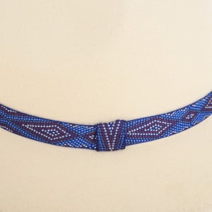 Palarie dama Kashyn, panama, calota inalta, arcuita si banda cu imprimeu rustic, Alb unt 3