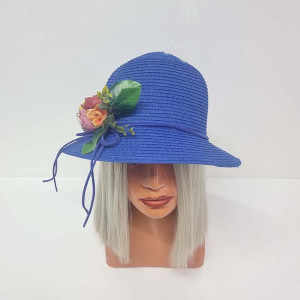 Palarie de plaja ChiClove cu flori, albastra