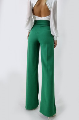 Pantaloni eleganti Palma, cu talie inalta, Verde2