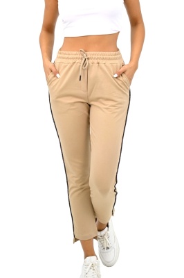 Pantaloni sport FlexLine, cu vipusca si lungime asimetrica, Crem 5
