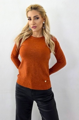 Pulover office cu casmir si lana TERA si accesoriu metalic, Aramiu, Marime S/M