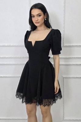 rochie neagra feminina cu cordon reglabil la spate