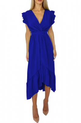 Rochie midi cu cordon in talie Bianca, Albastru indigo, Marimea S/M3