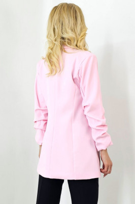 Sacou casual Nora, de lungime medie, Roz, Marime S/M spate