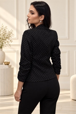 Sacou elegant Gisela BLINK, cu maneca incretita si cristale, Negru