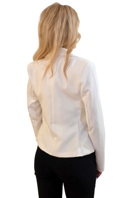 Sacou scurt, elegant CALIS, cu buzunare decorative, Alb detaliu spate
