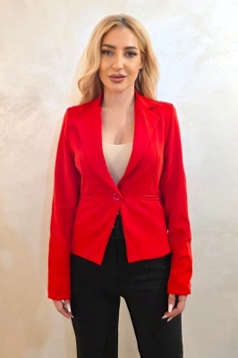 blazer rosu minimalist pentru femei