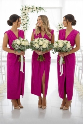 Set 5x Rochie de ocazie cu cristale JHOSY, Fucsia, Marime S/M