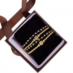 Set Precious, patru bratari unisex, cu bile din inox, si cristale zirconiu2