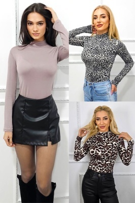 Set promo, cu trei piese malete Lady Liza Desert Panther, cu guler pe gat si textura subtire, Marime S/M