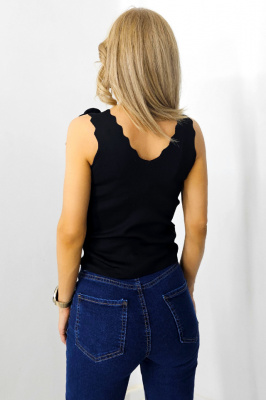 Top elegant Leonida, cu flori satinate detasabile, Negru, Marime S/M spate