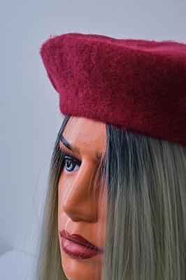 Basca dama French, de tip bereta, Rosu bordo 2