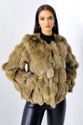 Blana naturala de vulpe Sidonia, cu prindere pe interior, Bej, Marime S/M/L 3