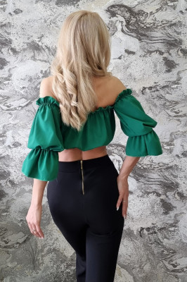 Camasa dama Narccise, pe umeri si maneci trei sferturi, Verde2