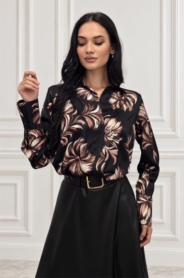 Cămașă casual ANELIS, cu efect petrecut și croială asimetrică, Negru, Marime S/M