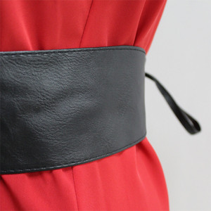 Centura corset Dotty neagra, lata, din piele ecologica, elastica cu snur2