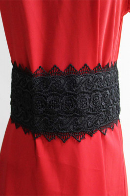 Centura corset Maya, in stil traditionat cu dantela, negru