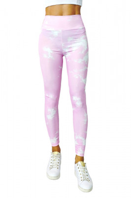 Colanti yoga MoZAIK, banda lata in talie cu efect modelator si push up, Roz 5