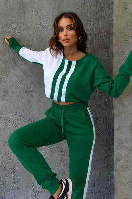 Compleu sport One Balance, bluza cu manseta tip manusa, snur in talie si pantaloni cu banda elastica, Verde 1